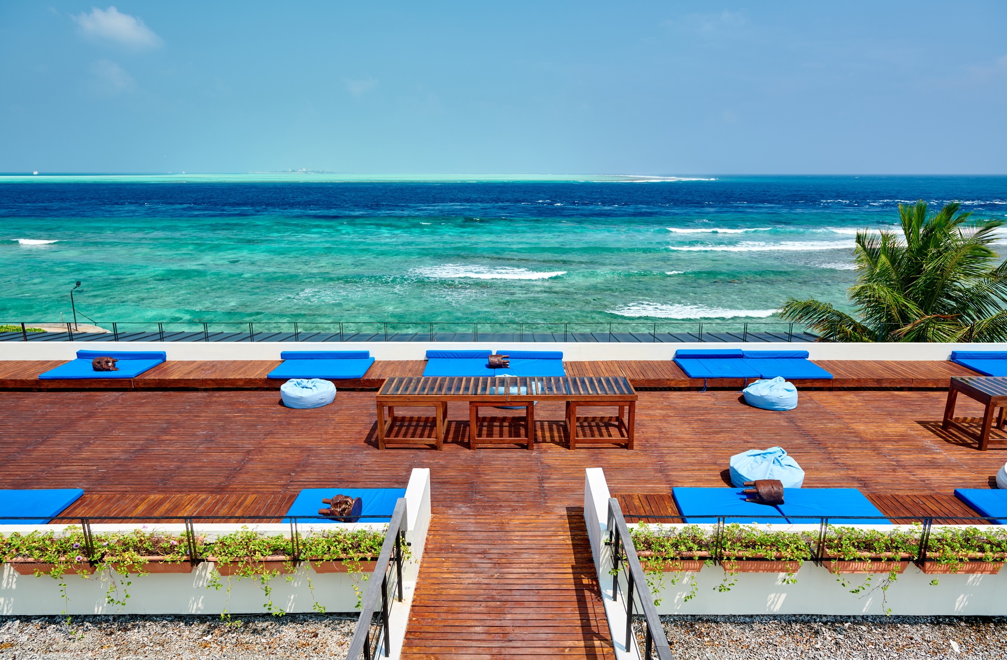 Tropical beach with patio deck